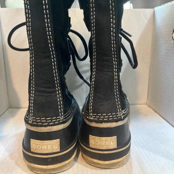 Sorel Joan Of Arctic Black Faux Fur Mid-Calf Lace-Up Snow Womens Boots Size 7 - Picture 7 of 8